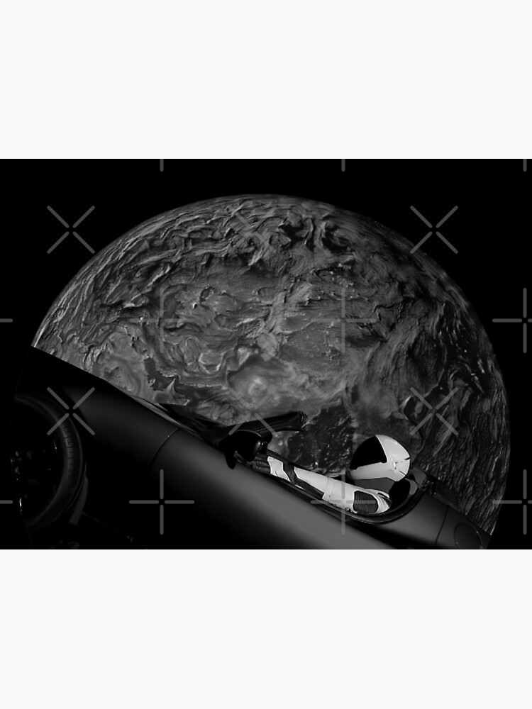 Disover SpaceX Starman Earth Orbit Black and White Premium Matte Vertical Poster