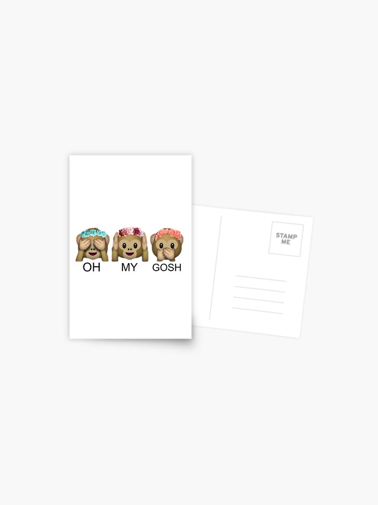 Oh My Gosh Flower Crown Tumblr Emoji Monkey Postcard By Returntoryland Redbubble