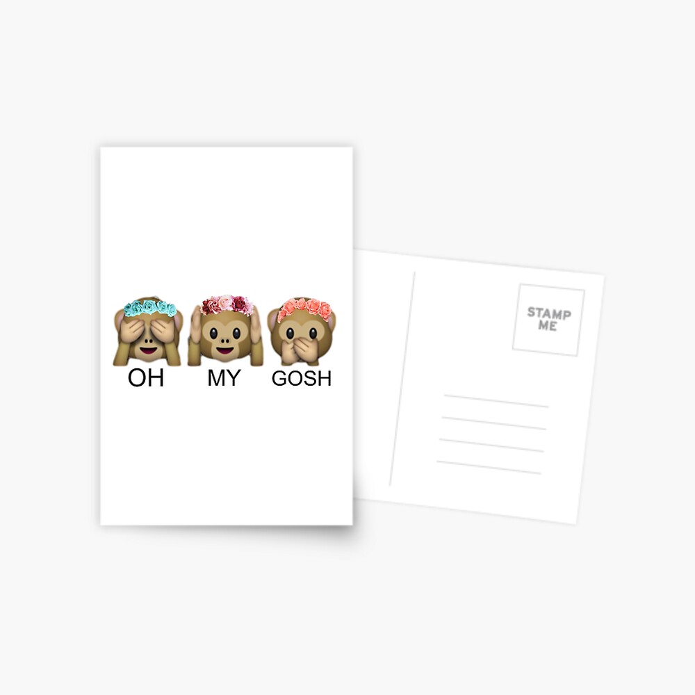 Oh My Gosh Flower Crown Tumblr Emoji Monkey Postcard By Returntoryland Redbubble
