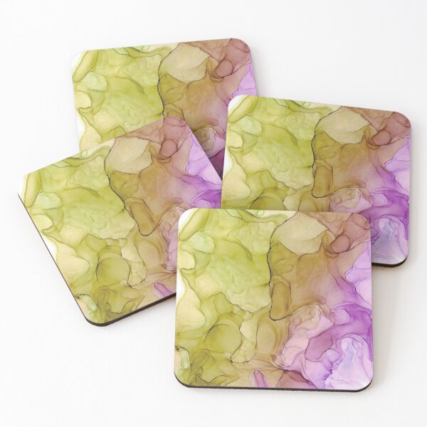 Item preview, Green Purple Abstract 131 Alcohol Ink Painting by Herzart designed and sold by herzart.
