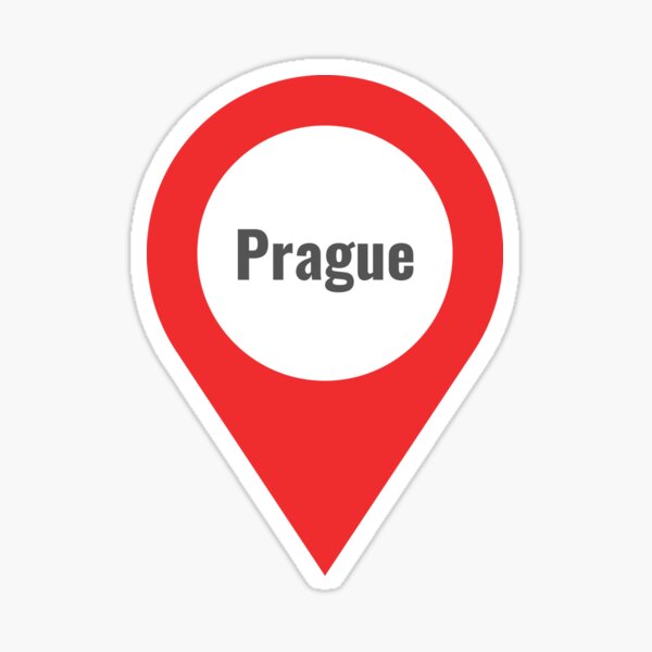 Aperçu de l'œuvre Prague - Étiquette de localisation (rose) créée et vendue par CityCollection.