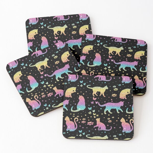 Item preview, Rainbow glitter cats designed and sold by BlueMothShop.