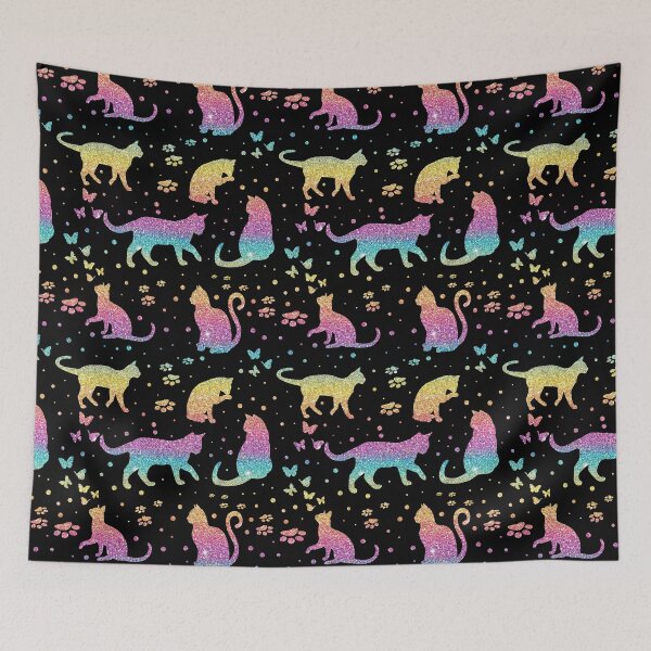 Item preview, Rainbow glitter cats designed and sold by BlueMothShop.
