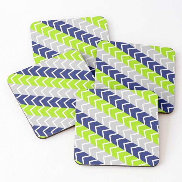 Item preview, Neon Green, Blue & Gray Stripes and Zigzags designed and sold by TGIYHome.