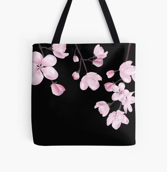 Sakura Flower Cherry Blossom Print Leather Tote Bag