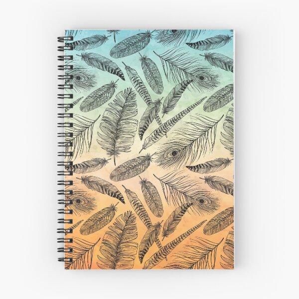 Item preview, Boho Feathers Peach Teal Yellow designed and sold by WildHoneyDesign.