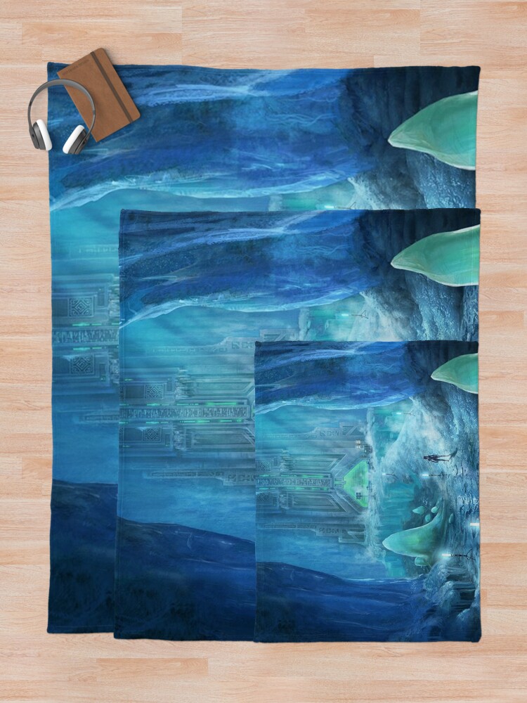 "Subnautica Below Zero Concept Art" Throw Blanket by RecordingBlock