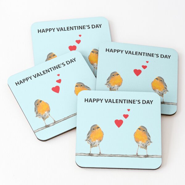 Item preview, Robin Redbreast Happy Valentine en azul designed and sold by IslesArt.
