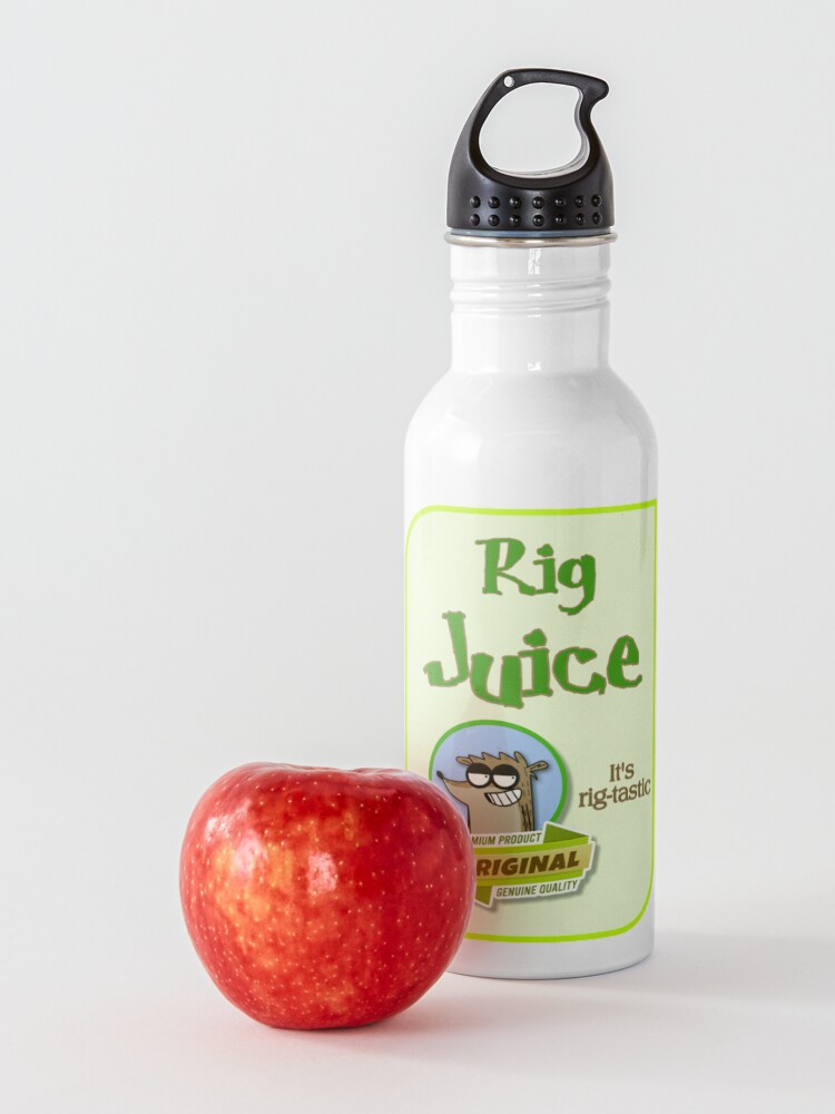 Thumbnail 4 of 5, Water Bottle, Rig Juice Brand Label Funny Rigby Creation designed and sold by Alondra.