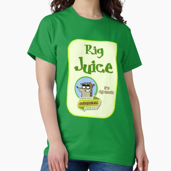 Vista previa del artículo con la obra «Etiqueta de marca Rig Juice Divertida creación de Rigby», diseñado y vendido por Alondra.
