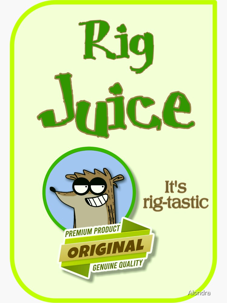 Rig Juice Brand Label Funny Rigby Creation Sticker For Sale By