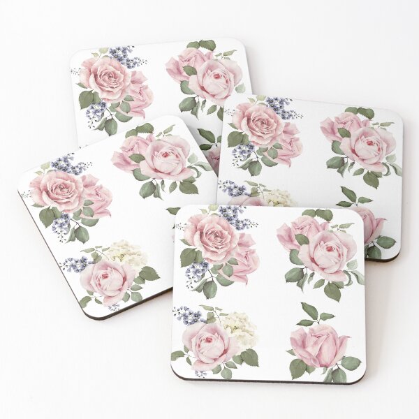 Item preview, Illustration of roses, hand drawn roses, four groups of pink roses, watercolor painting, designed and sold by azomiross.