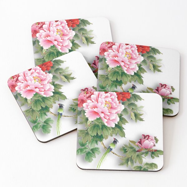 Item preview, Pink and red flowers, china leaf mutan peony, peony flowers, herbaceous plant, designed and sold by azomiross.
