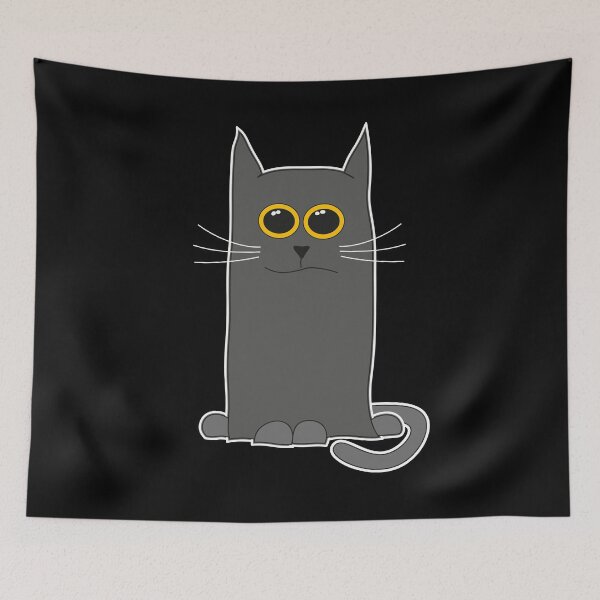 Item preview, Cute gray cat with yellow eyes for cat lovers designed and sold by FalkDania.