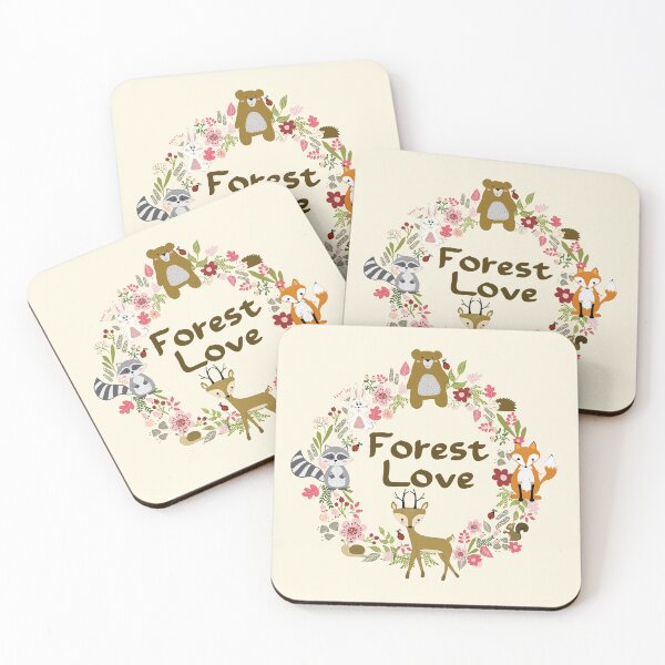 Item preview, Forest love, forest animals and floral wreath designed and sold by PurrfectCorner.