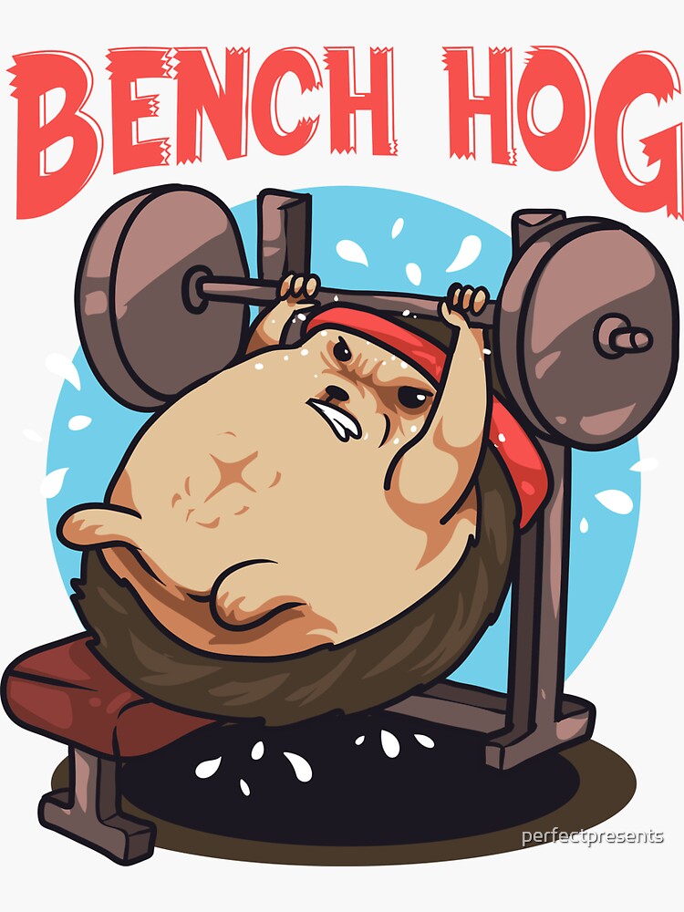 "Awesome Bench Hog Funny Gym Lifting Bench Pressing" Sticker by