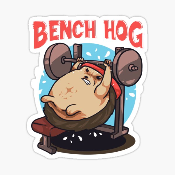 "Awesome Bench Hog Funny Gym Lifting Bench Pressing" Sticker by