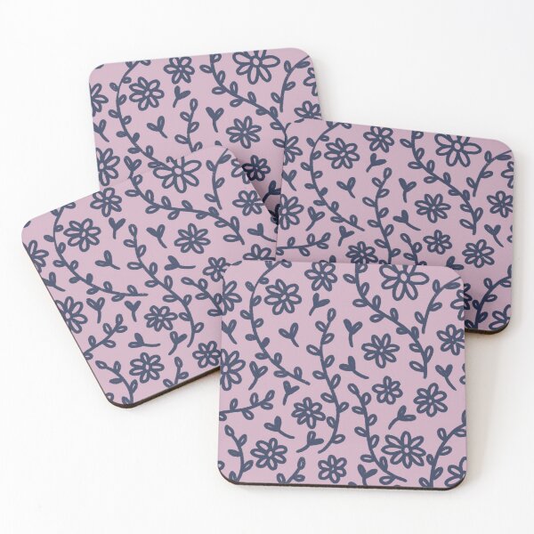 Item preview, Navy Flowers & Vines on Purple designed and sold by DesignByJennyyy.