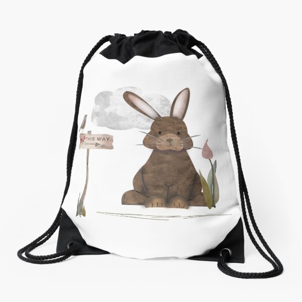 Send a hug because I miss you. Adorable watercolor rabbit illustration Drawstring Bag