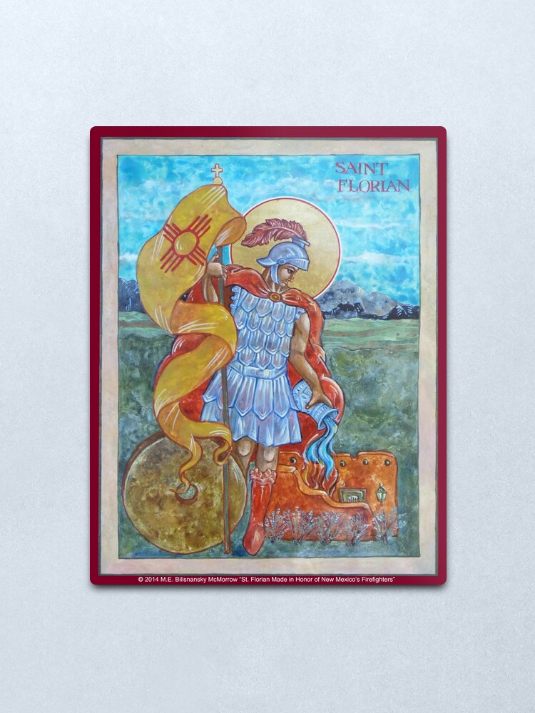 Alternate view of St. Florian Icon - Patron Saint of Firefighters. Metal Print