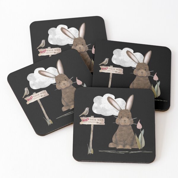 Item preview, Send a hug because I miss you. Adorable watercolor rabbit illustration designed and sold by Caroline Laursen.