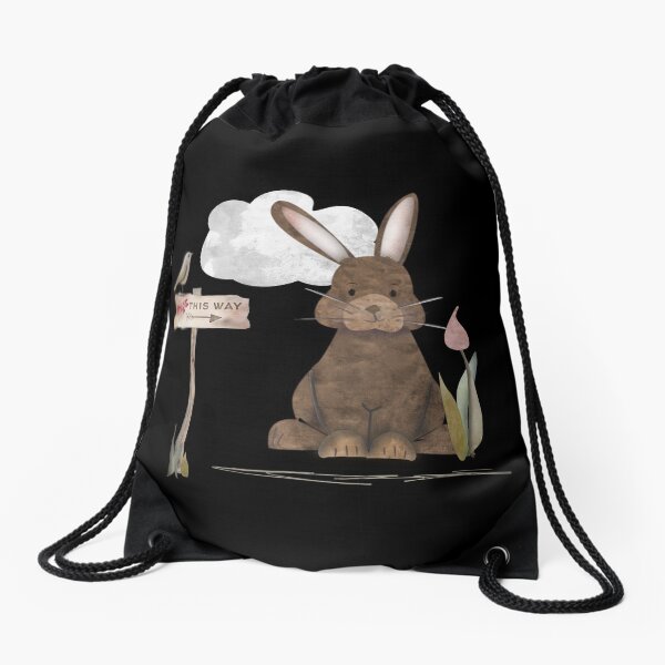 Send a hug because I miss you. Adorable watercolor rabbit illustration Drawstring Bag