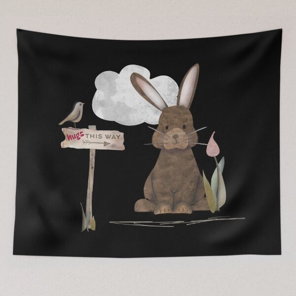 Item preview, Send a hug because I miss you. Adorable watercolor rabbit illustration designed and sold by Caroline Laursen.
