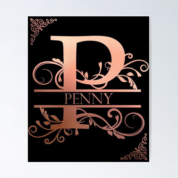 Aperçu de l'œuvre Penny Personalized Name Gifts with Beautiful Rose Gold Monogram Letter P. Simply Best Gift Ideas for Penny créée et vendue par ArteSquare.