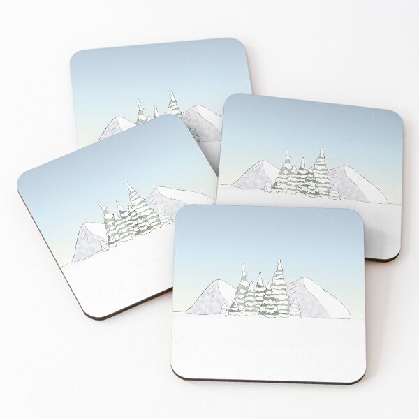 Item preview, Winter landscape - snow-covered fir trees and mountains designed and sold by frangipaniarts.