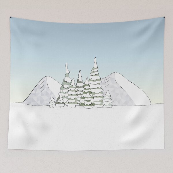 Item preview, Winter landscape - snow-covered fir trees and mountains designed and sold by frangipaniarts.