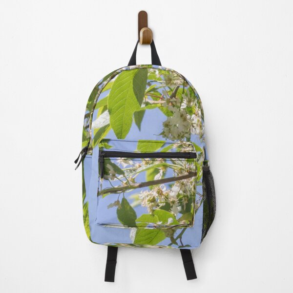 Item preview, spring cherry tree blooming with white flowers on a blue sky background designed and sold by nataliavavilina.