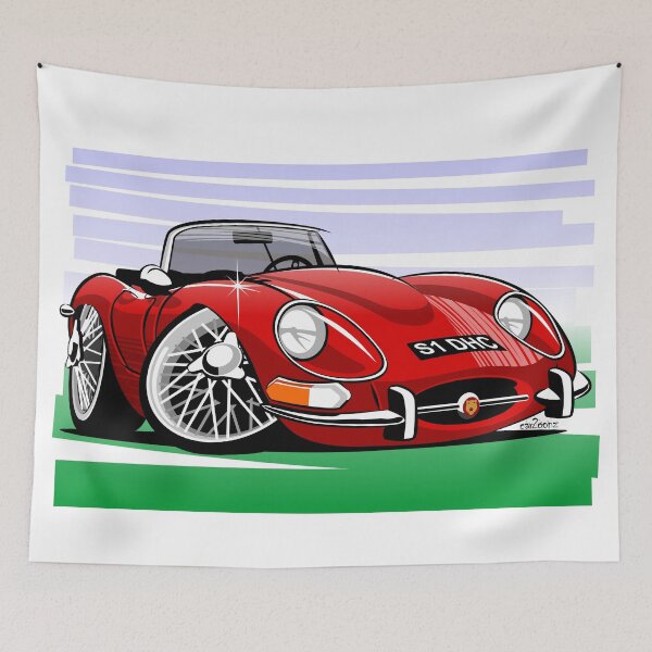 Item preview, E-type series 1 roadster caricature - red designed and sold by car2oonz.