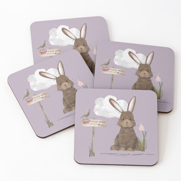 Item preview, Send a hug because I miss you. Adorable watercolor rabbit illustration designed and sold by Caroline Laursen.