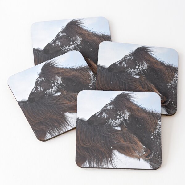 Item preview, Two horses covered in snow designed and sold by elisainiceland.