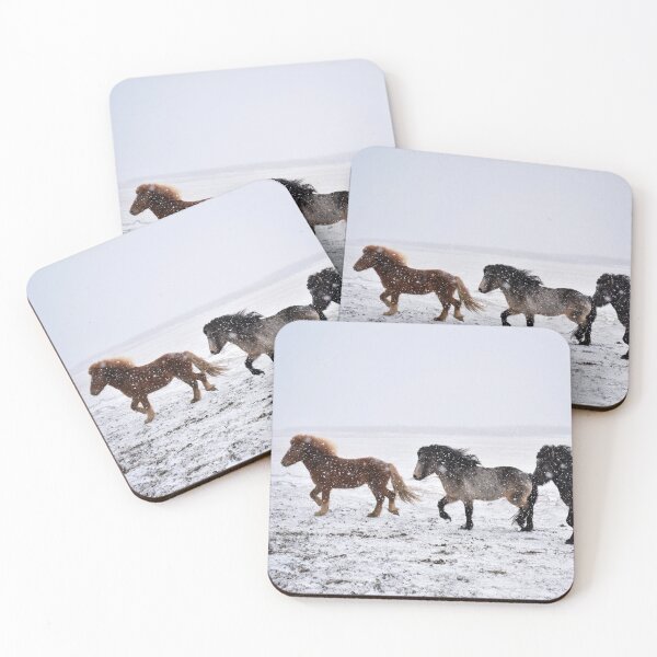 Item preview, Icelandic horses running in the snow designed and sold by elisainiceland.