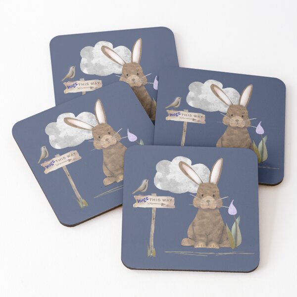 Item preview, Send a hug because I miss you. Adorable watercolor rabbit illustration designed and sold by Caroline Laursen.