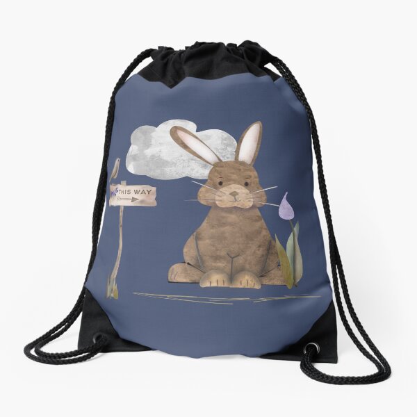 Send a hug because I miss you. Adorable watercolor rabbit illustration Drawstring Bag