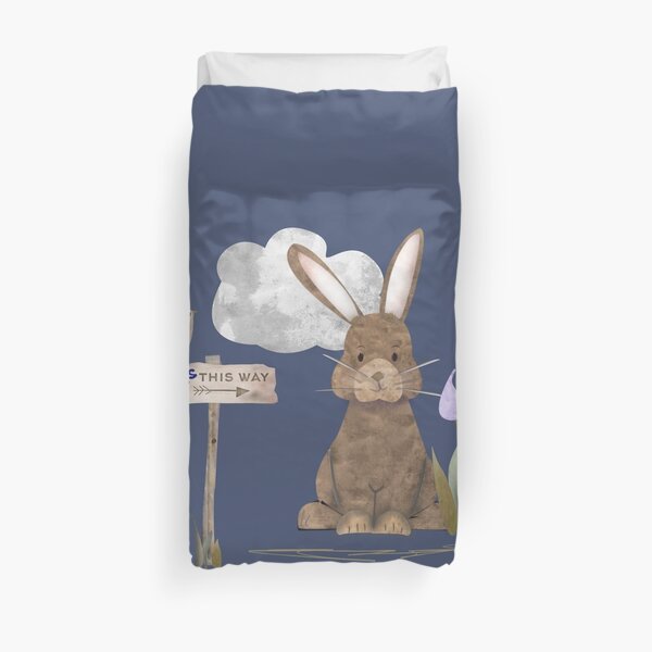 Send a hug because I miss you. Adorable watercolor rabbit illustration Duvet Cover