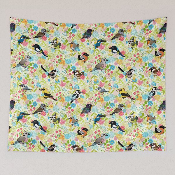Item preview, Cartoon European Birds in Colorful Flowers by Birdorable designed and sold by Birdorable.