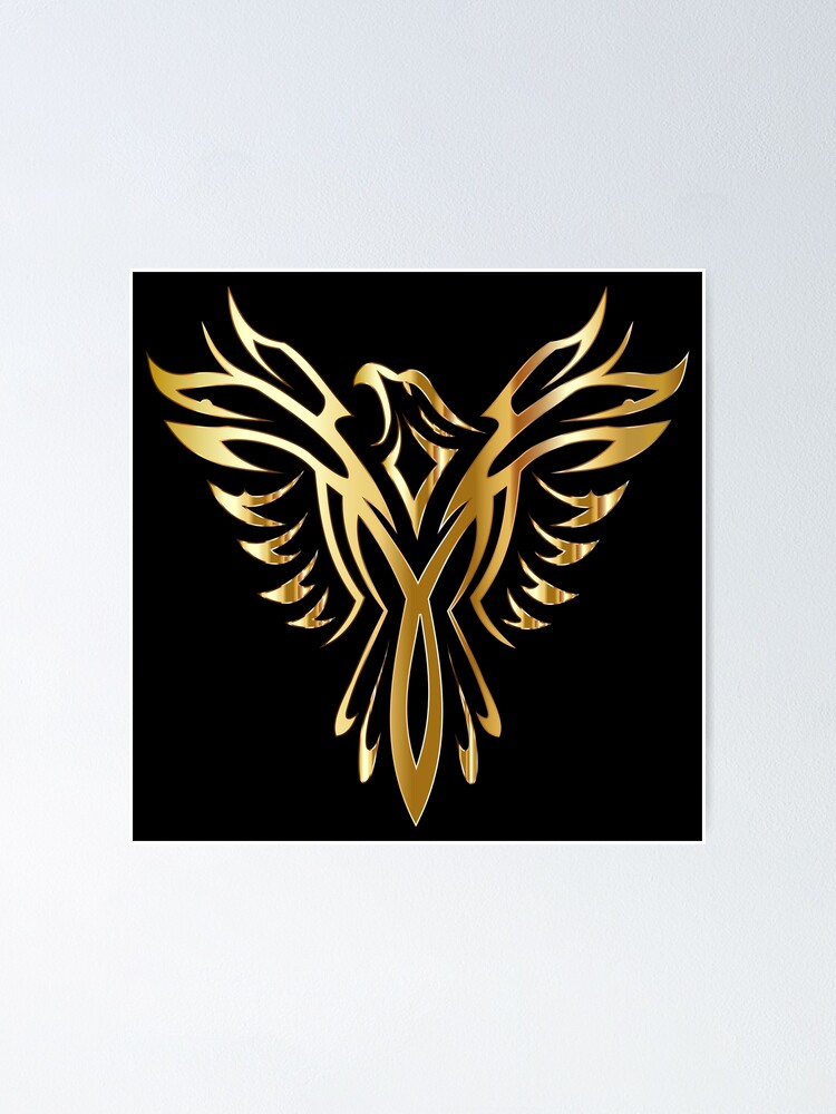 Golden Phoenix Black Background Poster By Keep In Mind Redbubble