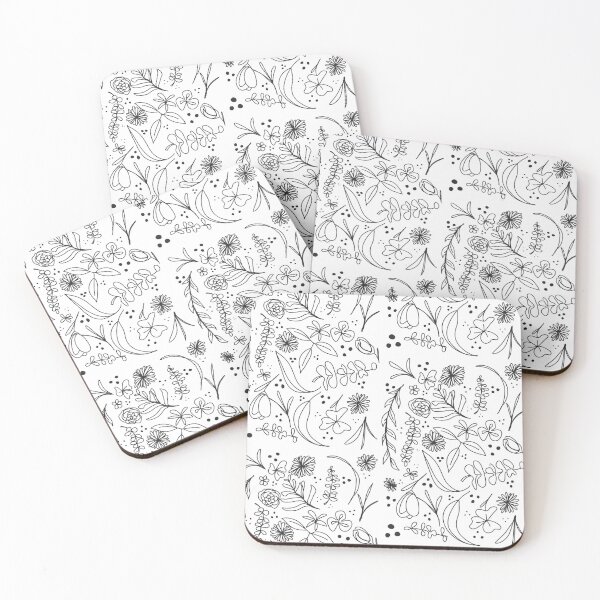 Item preview, Minimalistic flower and leaf line drawing designed and sold by PaintingsByKF.