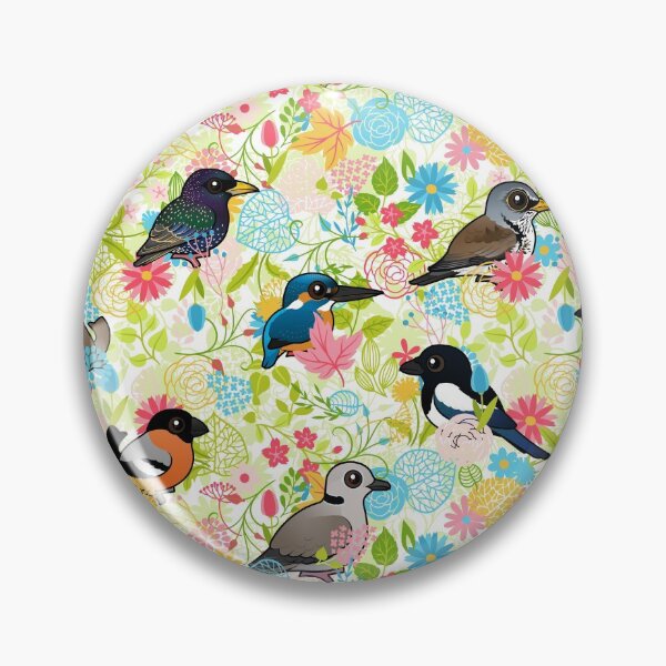 Item preview, Cartoon European Birds in Colorful Flowers by Birdorable designed and sold by Birdorable.