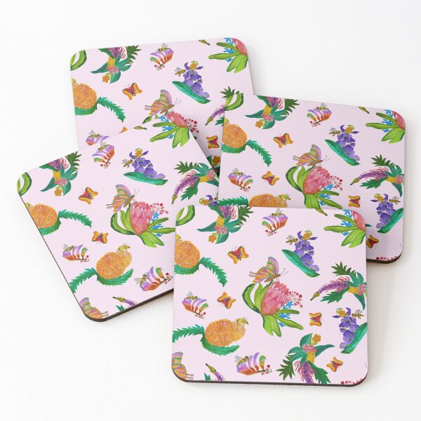 Item preview, Australian native flowers pattern-pink background designed and sold by Geebizart.