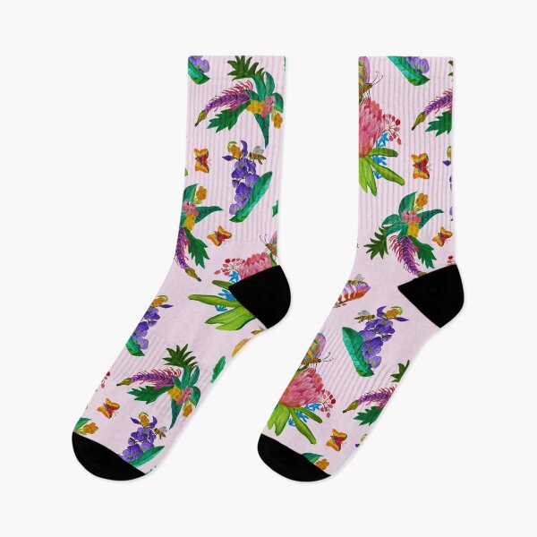 Item preview, Australian native flowers pattern-pink background designed and sold by Geebizart.