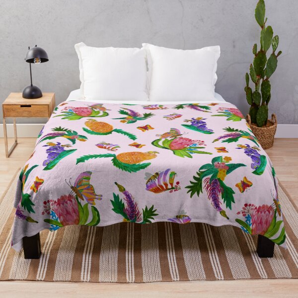 Item preview, Australian native flowers pattern-pink background designed and sold by Geebizart.