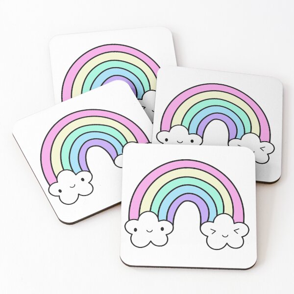 Item preview, Kawaii Rainbow with Happy Clouds in Cute Pastel Colors designed and sold by mariekawaii.