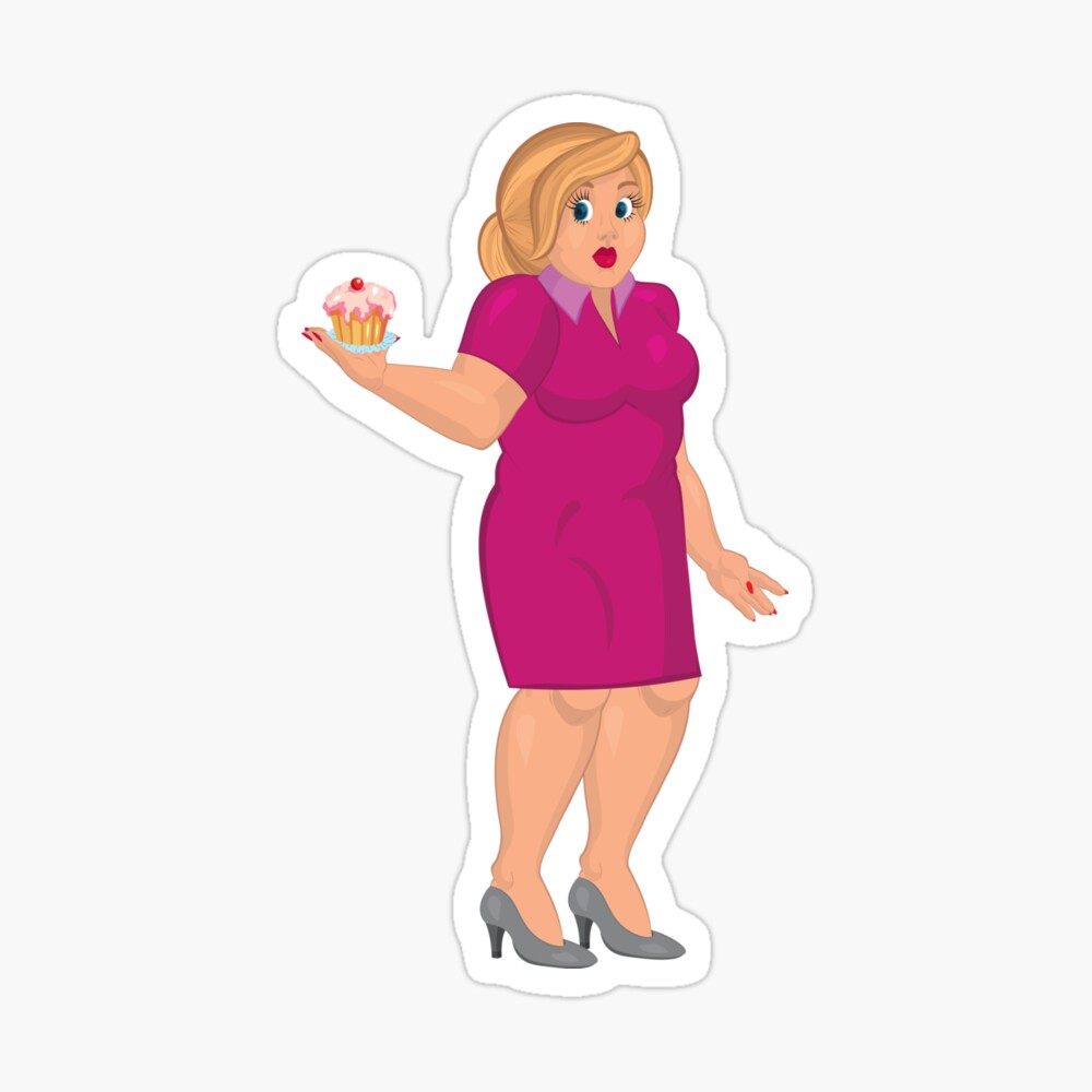 Cartoon Young Fat Woman In Pink Dress Holding Capcake Poster By Zebar Finch Redbubble 10,679 fat woman clip art images on gograph. redbubble