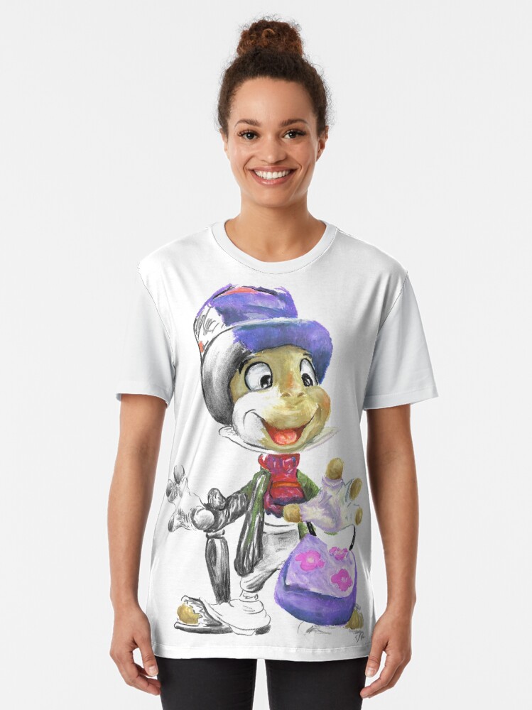Alternate view of Charcoal and Oil - Jiminy Cricket Graphic T-Shirt
