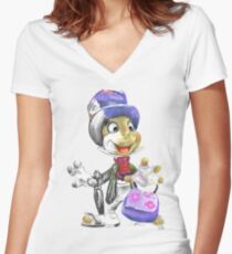 Charcoal and Oil - Jiminy Cricket Women's Fitted V-Neck T-Shirt