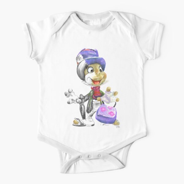 Charcoal and Oil - Jiminy Cricket Short Sleeve Baby One-Piece